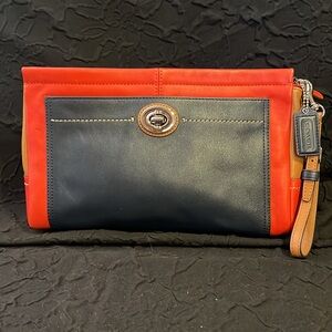 Orange/Blue/Tan Coach Clutch